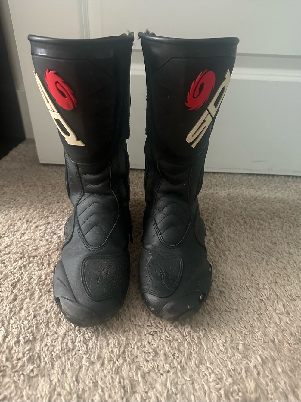 Sidi Black Motorcycle Boots with Red Accent